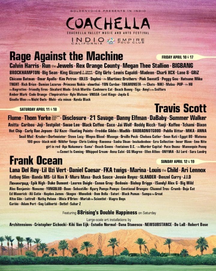 coachella 2020 official lineup poster