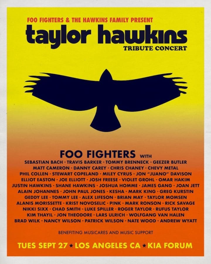 Taylor Hawkins Tribute Concert at KIA Forum Los Angeles official lineup poster final