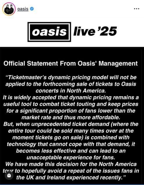 Oasis Instagram Screenshot Dynamic Pricing