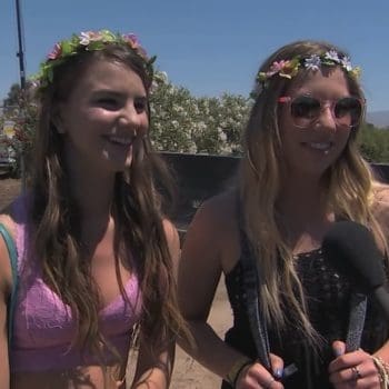 Photo screenshot of Coachella Lie Witness from Jimmy Kimmel a Coachella 2013 two blonde girls in flower crowns