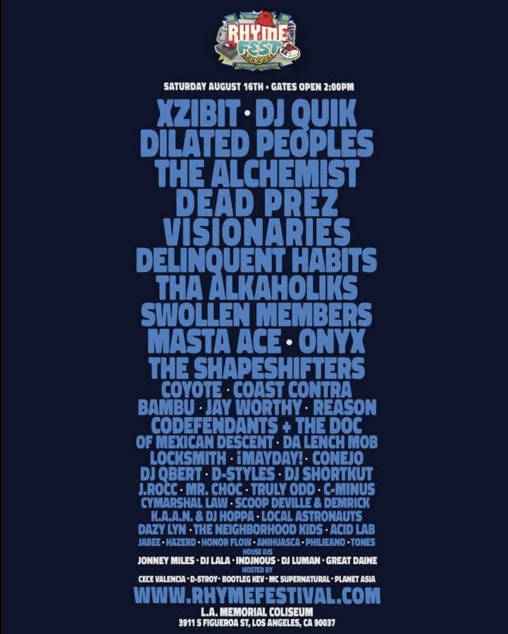 Rhyme Fest hip hop fest 2025 lineup poster