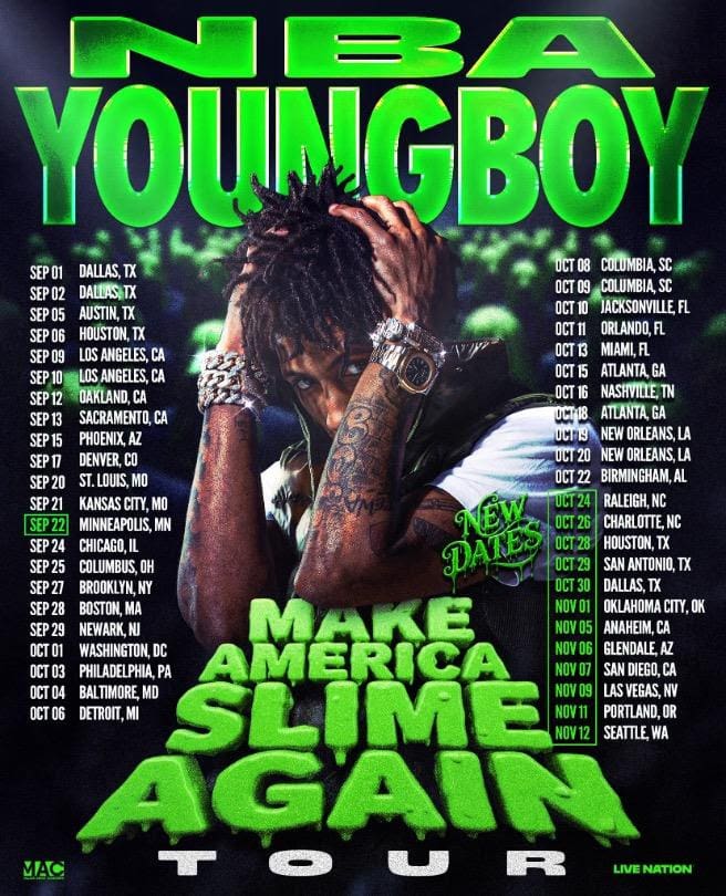 NBA YoungBoy Adds 13 New Tour Dates Including the Honda Center in